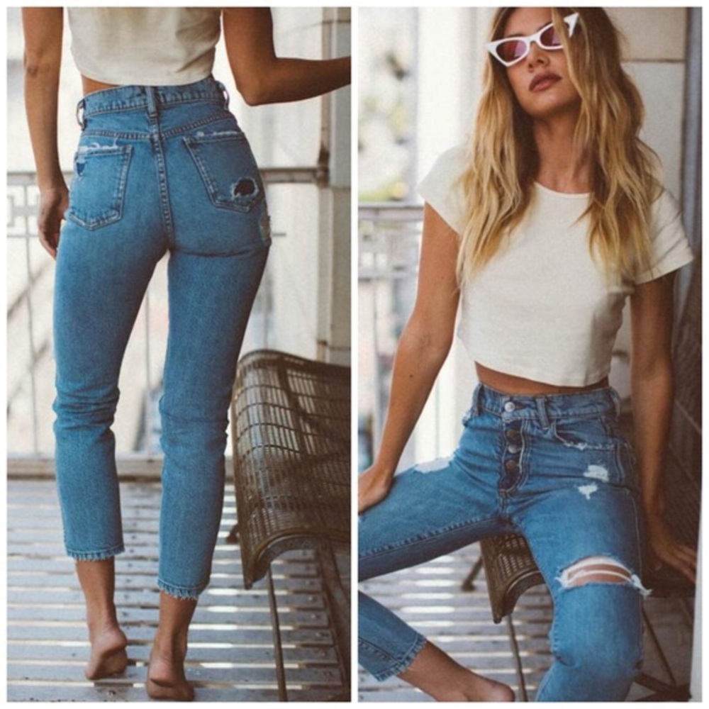 Revice button front crop jeans